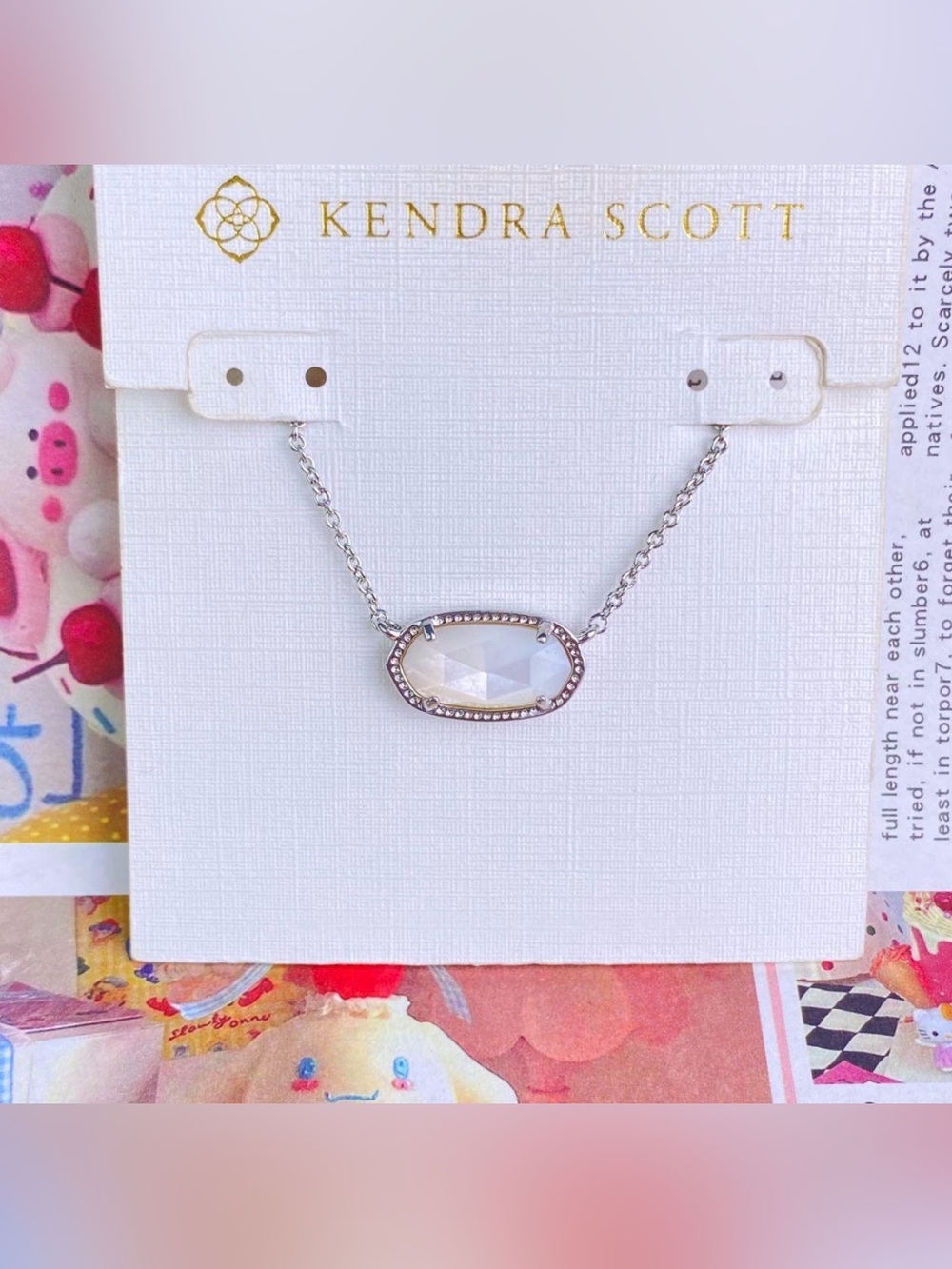 Kendra Scott Silver/Ivory Elisa Necklace New - Picture 2 of 3